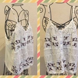 Madeline & Monroe Embroidered Crochet Boho Tank